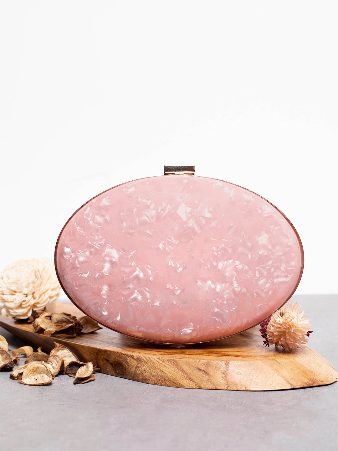 

HAUTE SAUCE by Campus Sutra Women Pink & Gold-Toned Embellished Box Clutch