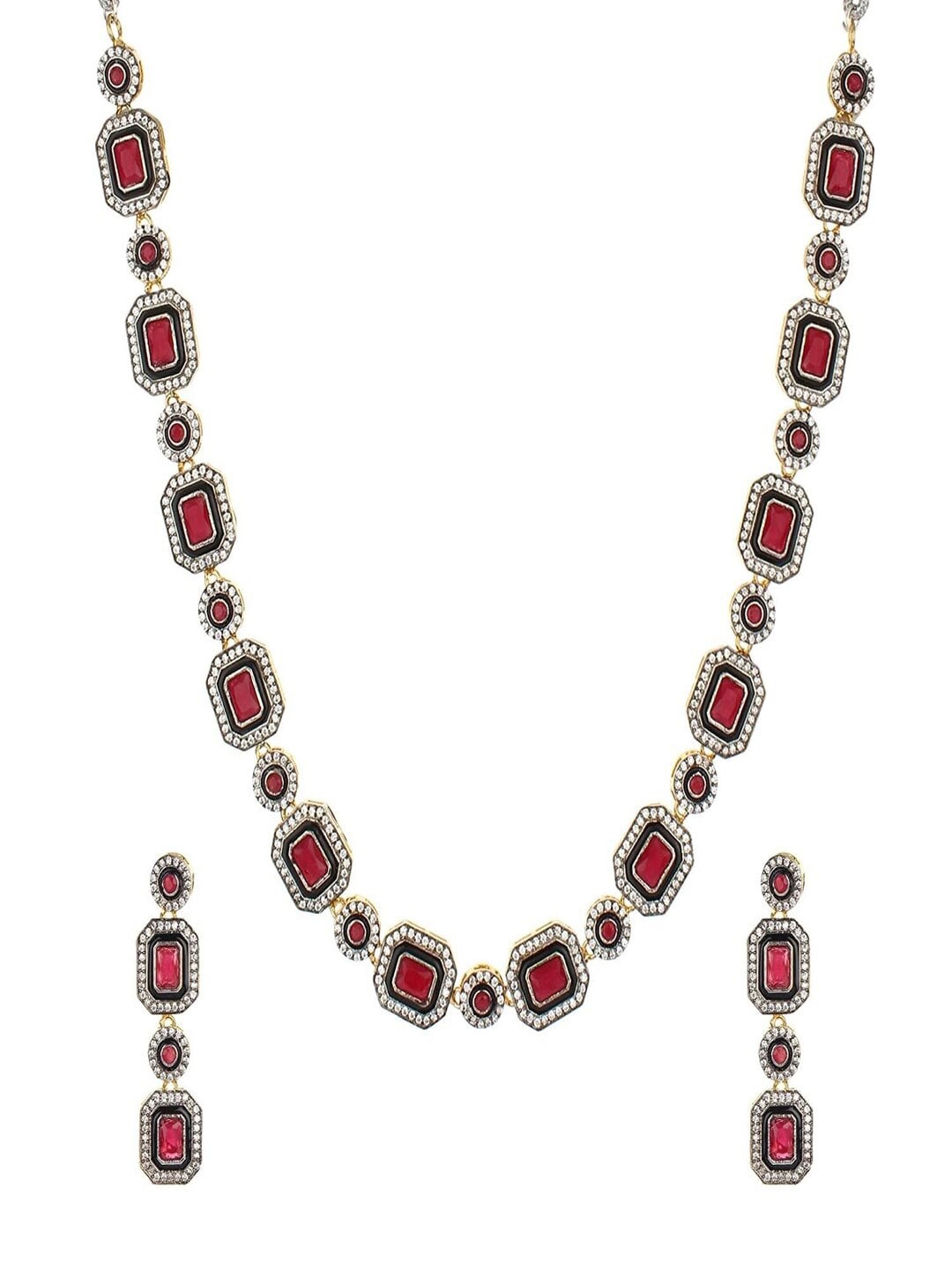 

Runjhun Women Maroon Gold-Plated Jewellery Set