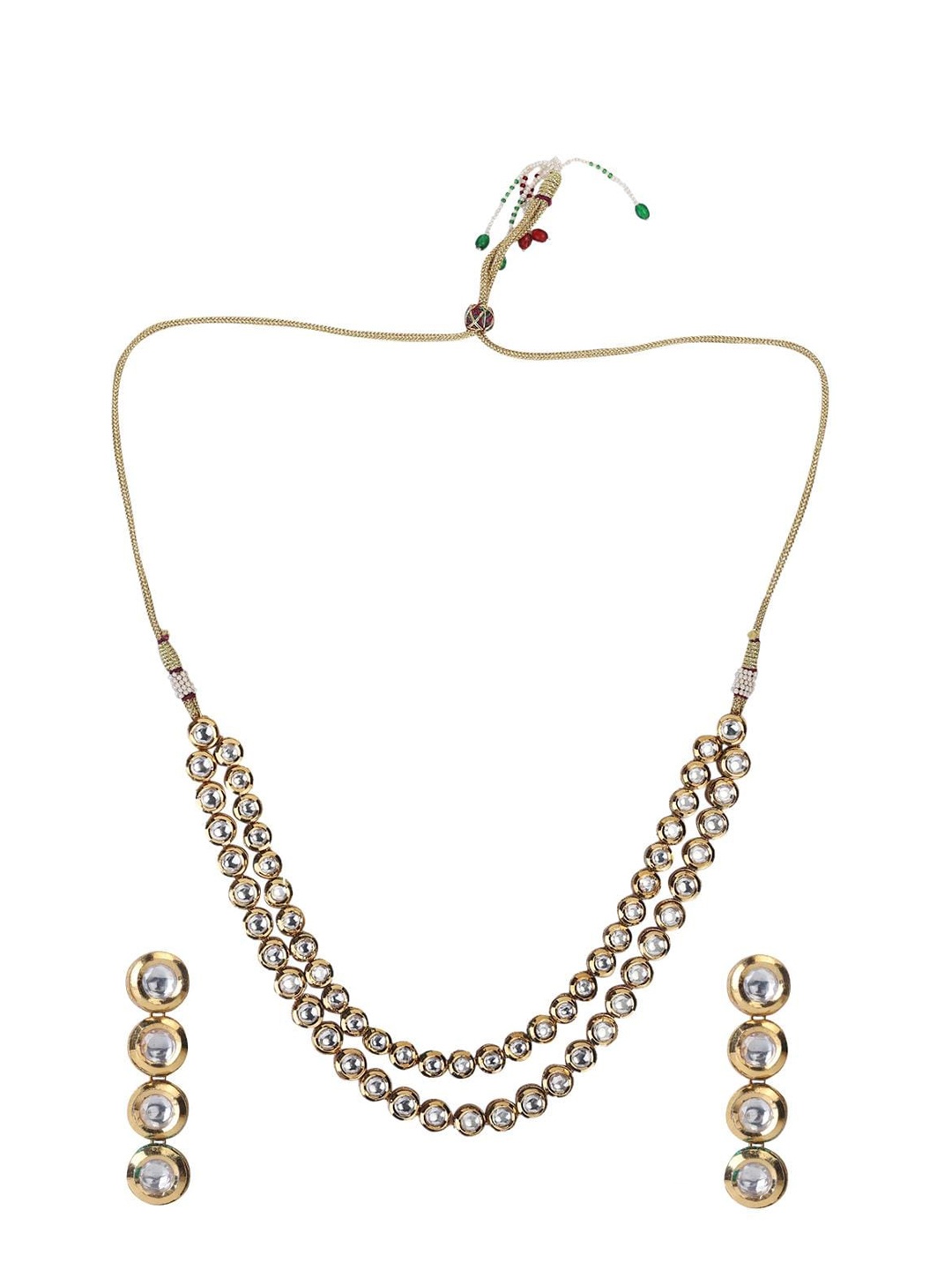 

Runjhun Gold-Plated White Kundan-Studded Jewellery Set
