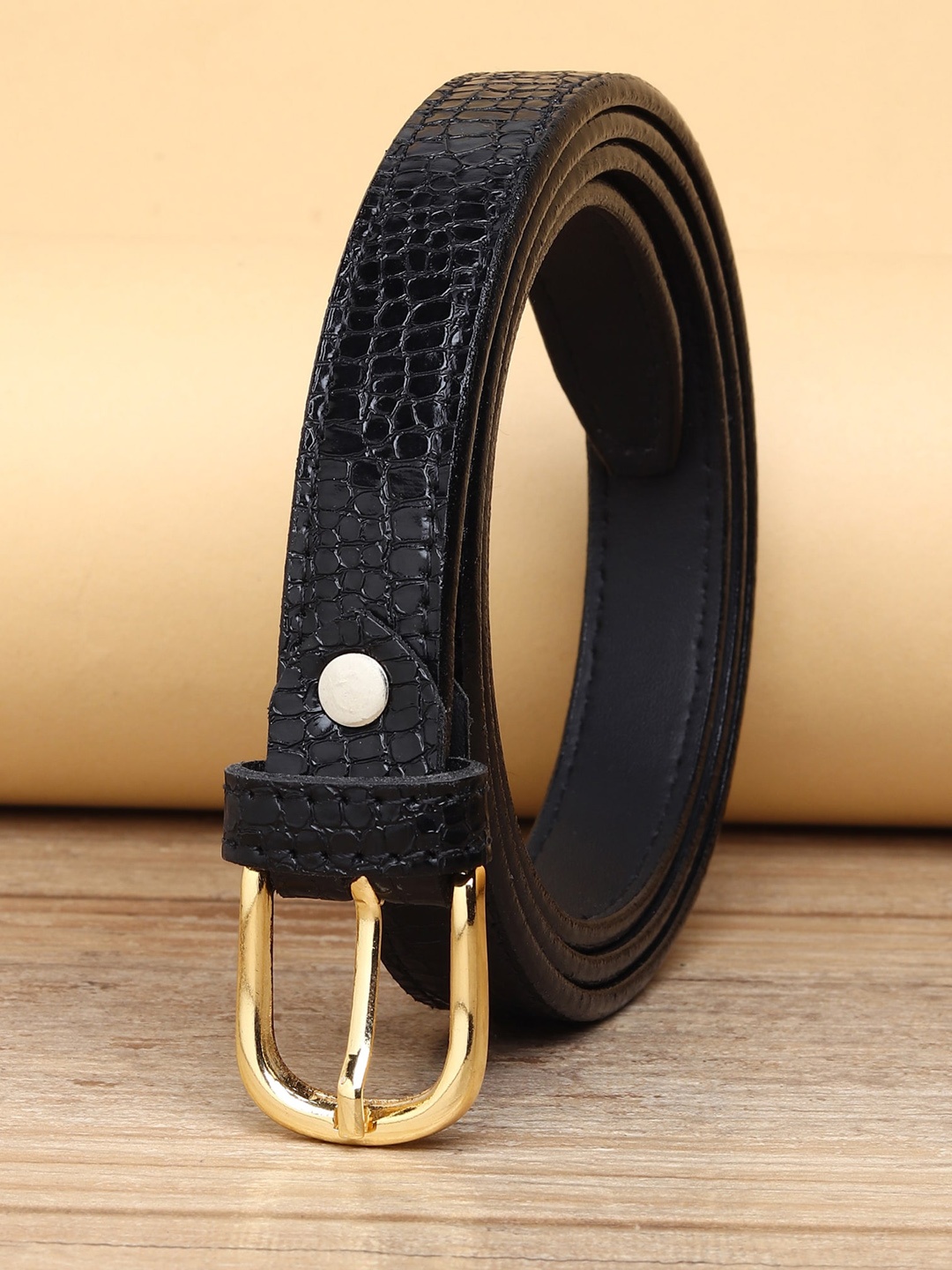 

URBAN ALFAMI Women Textured PU Tang Belt, Black