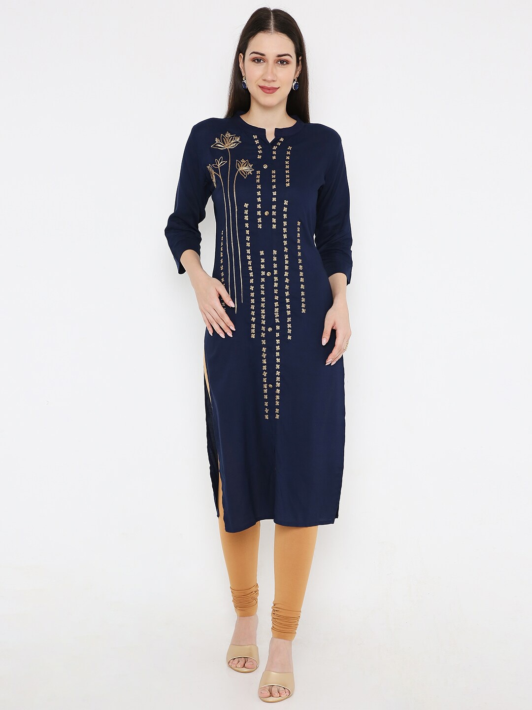 

Peppertree Women Blue Geometric Thread Work Kurta