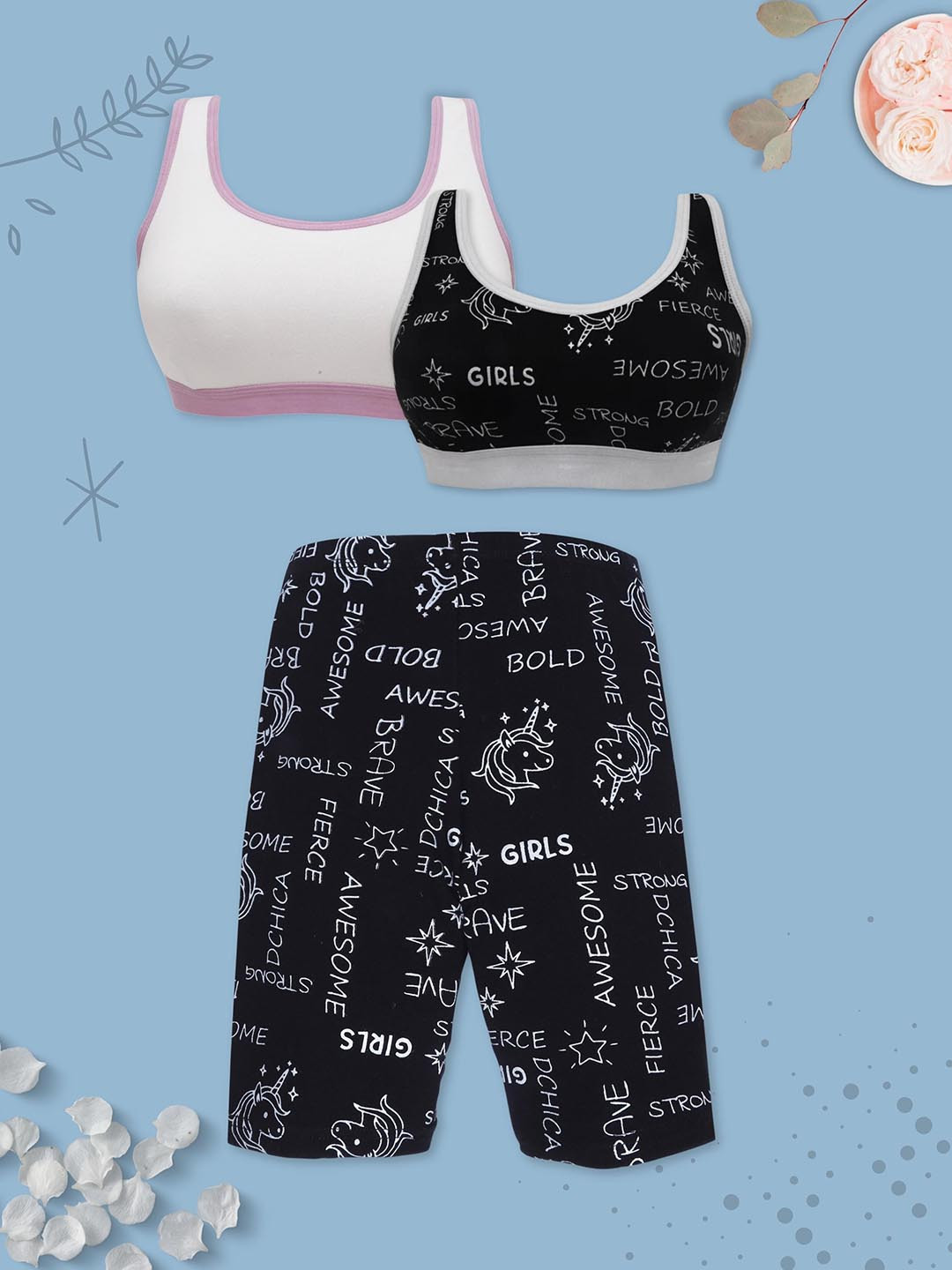 

DChica Girls Black & White 2 Top with 1 Shorts