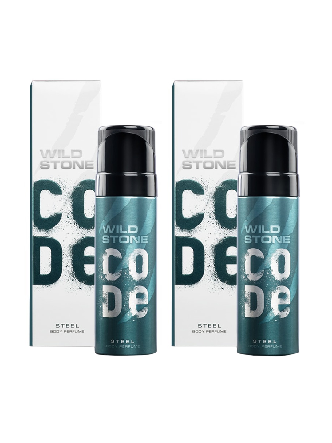 

Wild stone Men Set of 2 Code Steel No Gas Body Perfume Deodorants - 150 ml Each, Blue