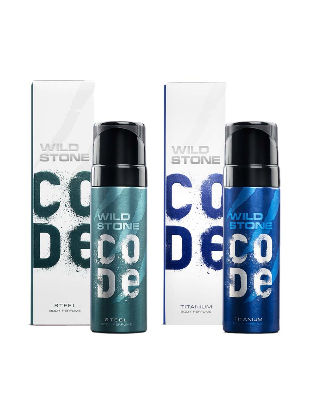 

Wild stone Men Set of Code Steel & Titanium No Gas Body Perfume Deodorants - 150 ml each, Blue