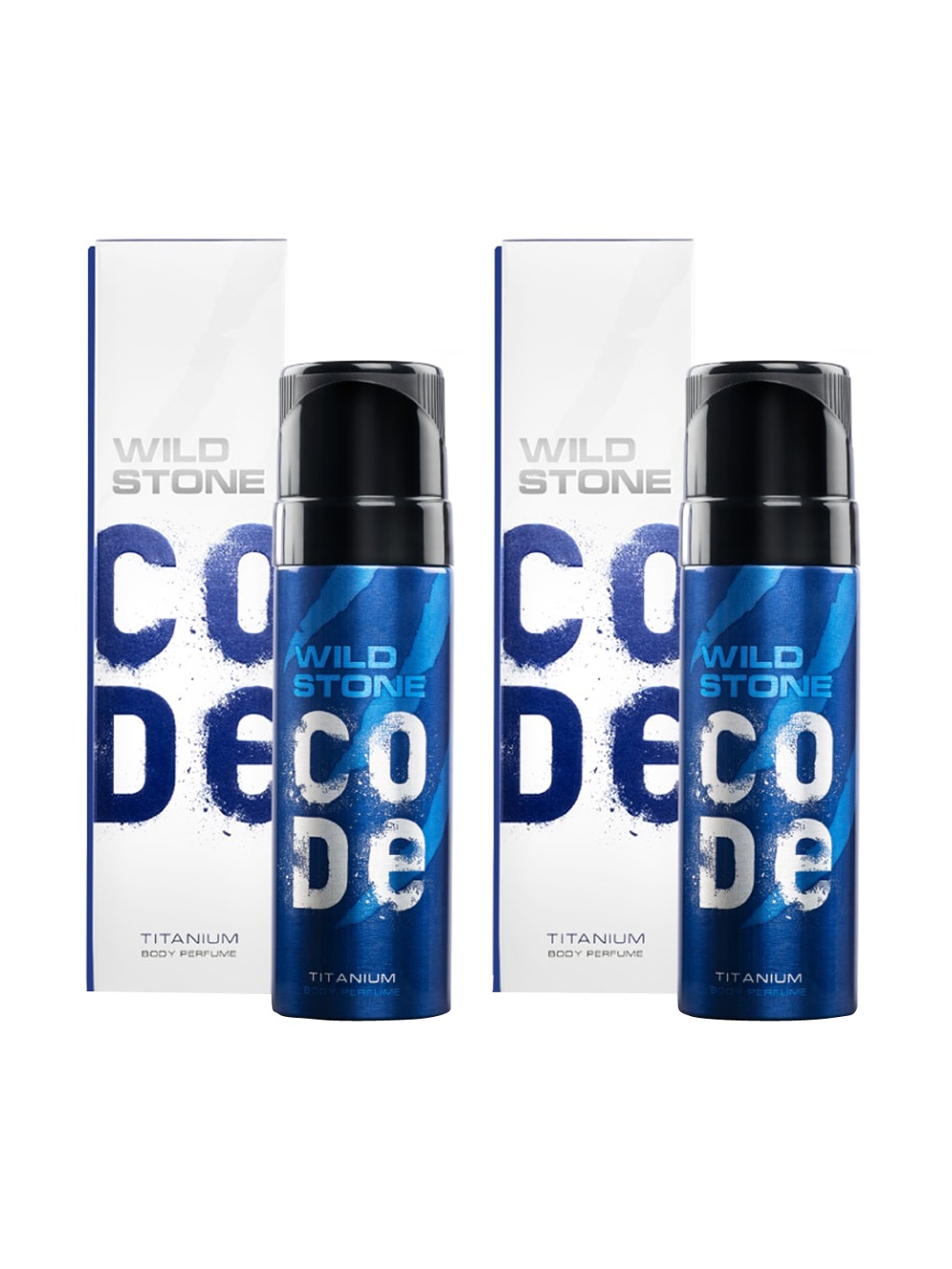 

Wild stone Men Set of 2 Code Titanium No Gas Body Perfume Deodorants - 150 ml Each, Blue