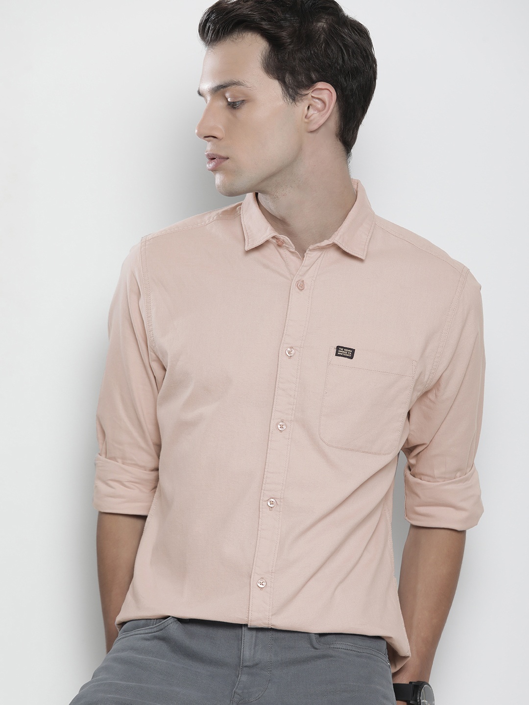 

The Indian Garage Co Men Dusty Pink Regular Fit Cotton Casual Shirt