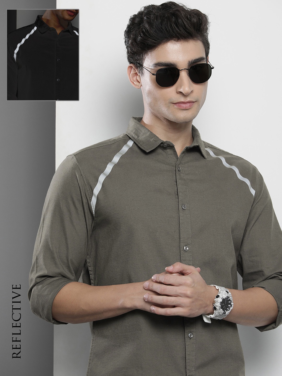 

The Indian Garage Co Men Grey Solid Casual Shirt