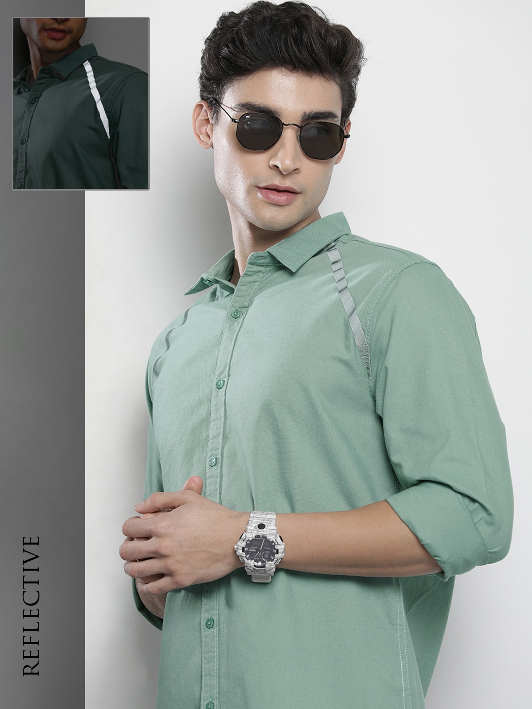 

The Indian Garage Co Men Green Solid Casual Shirt