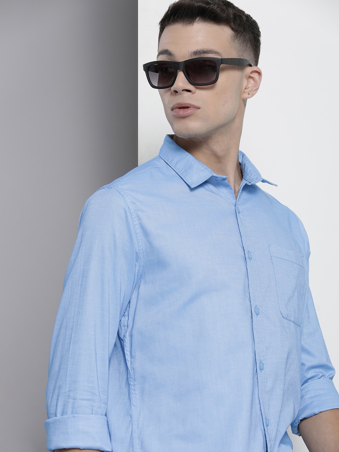 

The Indian Garage Co Men Blue Cotton Casual Shirt