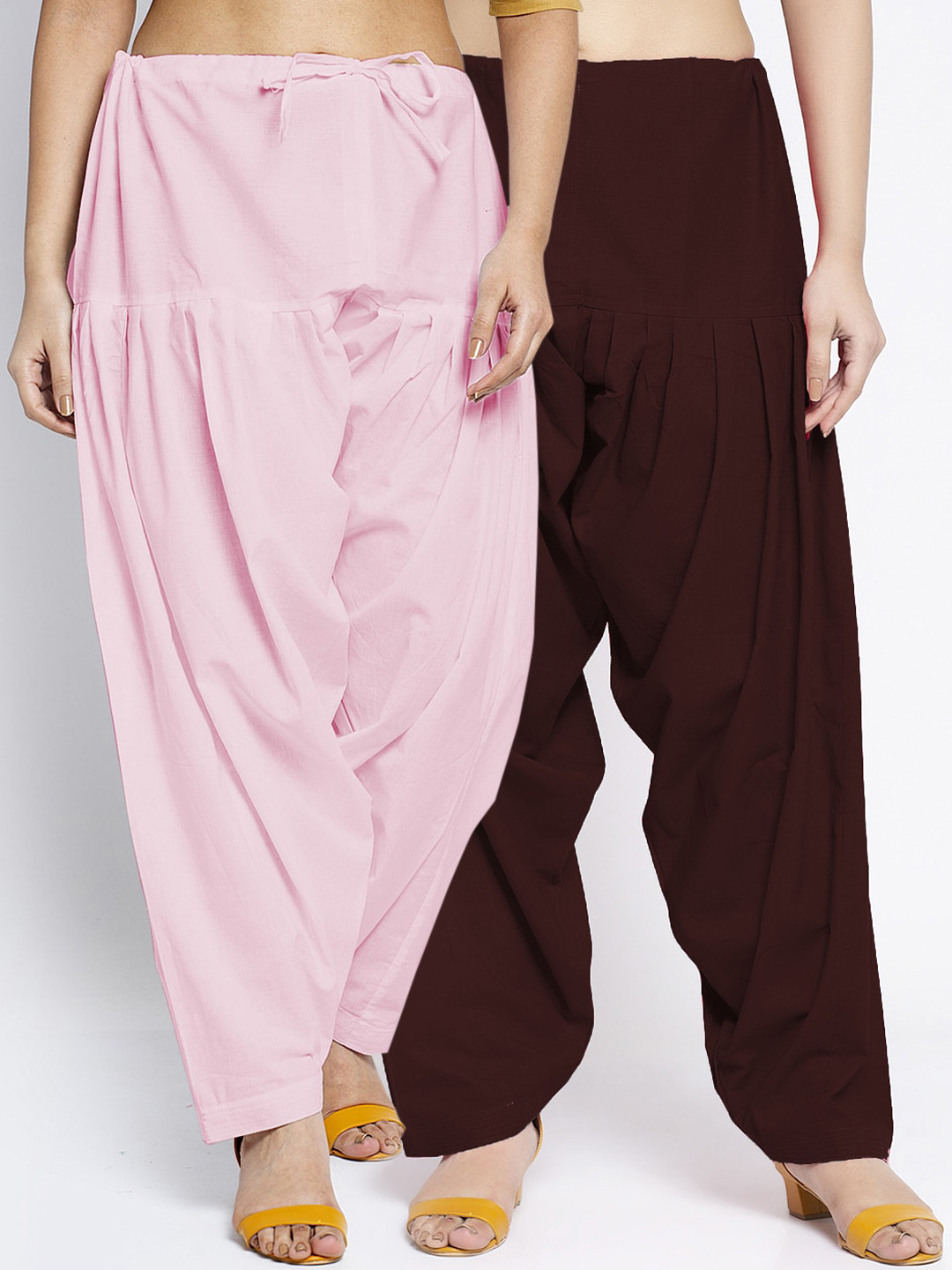 

GRACIT Women Pack Of 2 Pink & Brown Pure Cotton Loose Fit Salwar