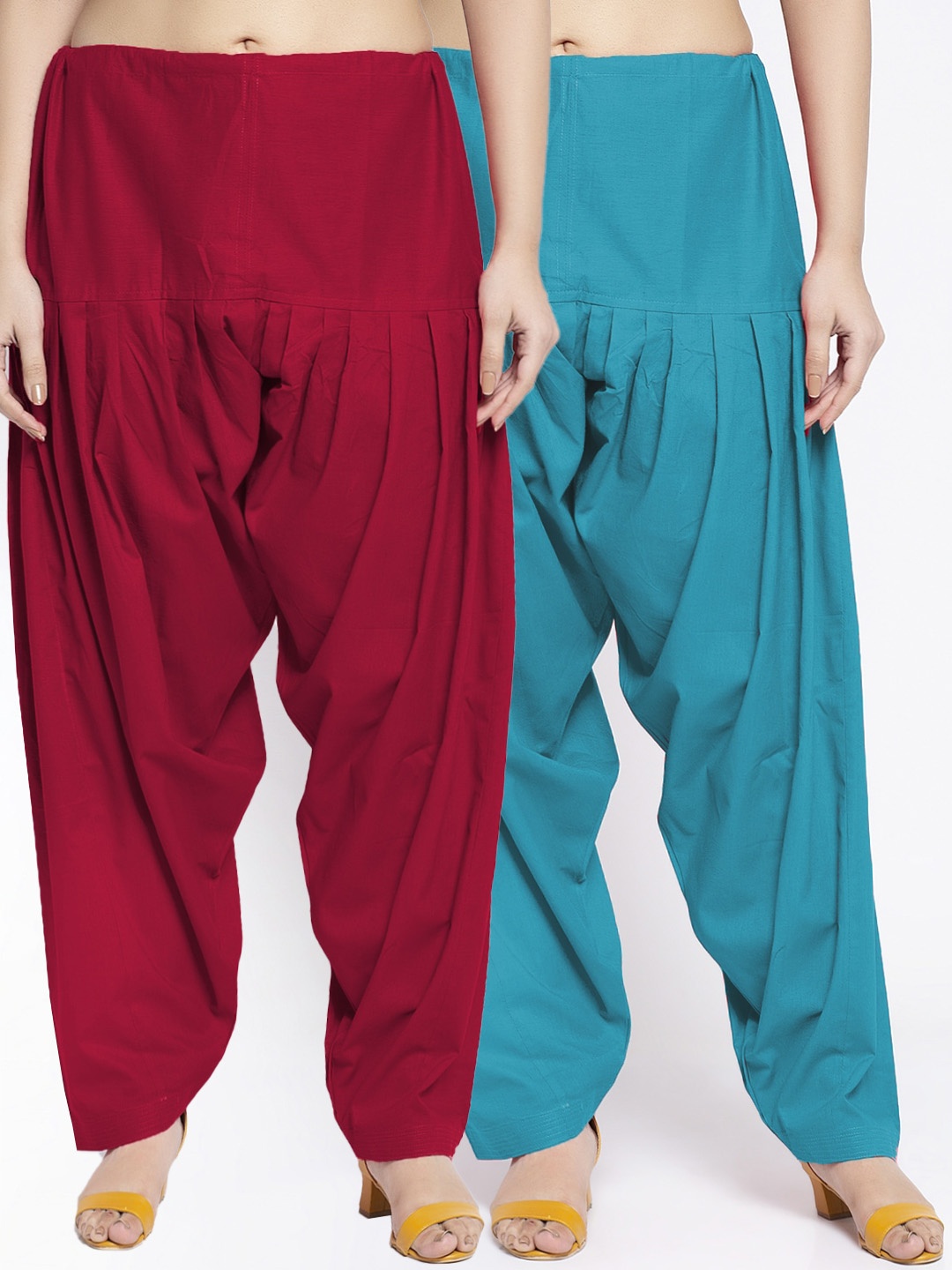 

GRACIT Women Pack of 2 Solid Pure Cotton Salwars, Maroon