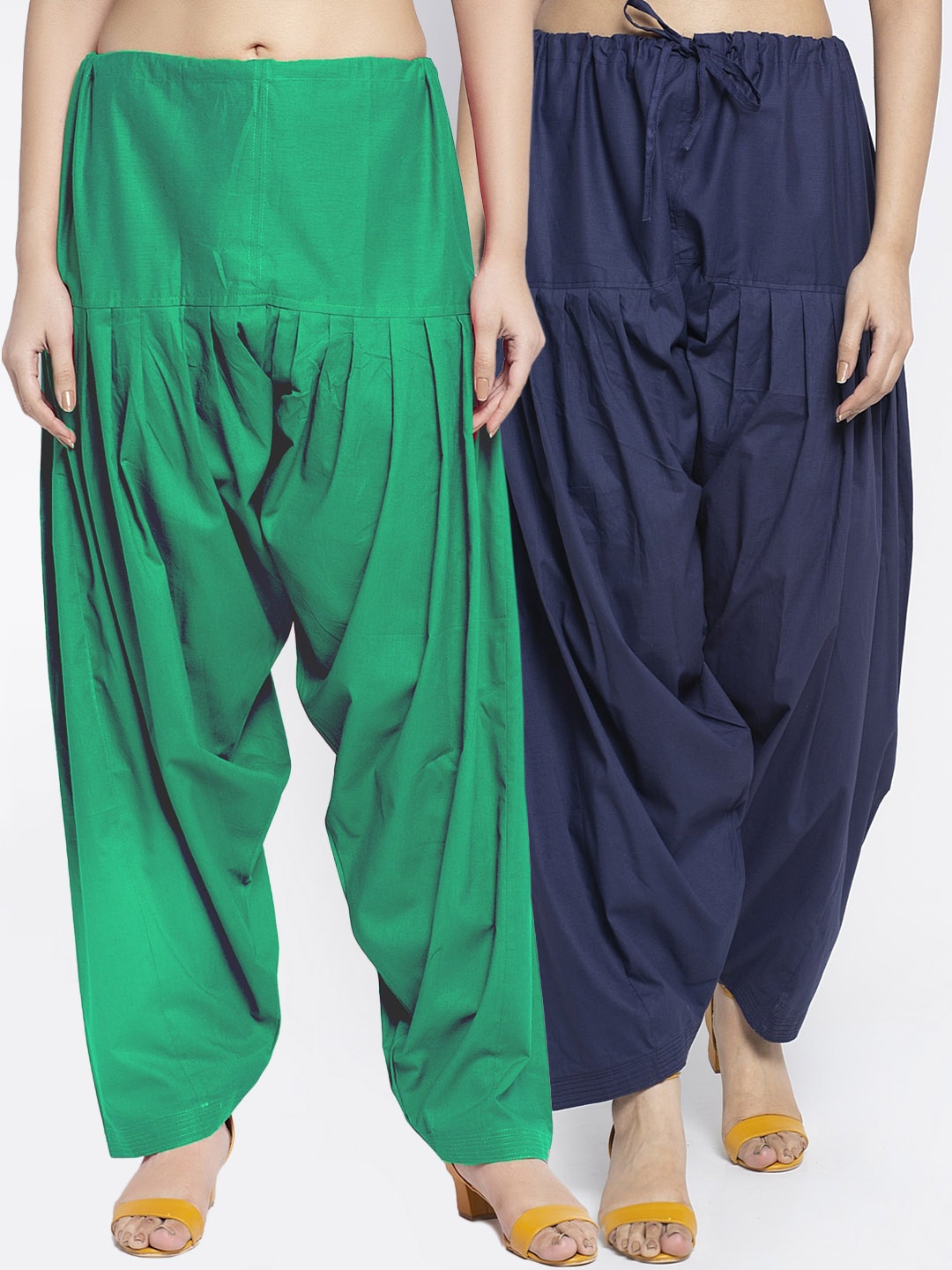 

GRACIT Women Pack Of 2 Solid Pure Cotton Loose Fit Salwar, Green
