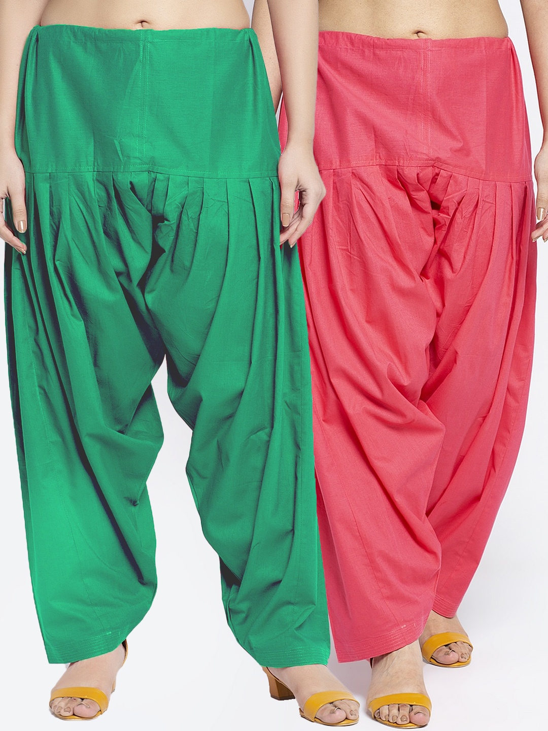 

GRACIT Women Pack Of 2 Green & Pink Solid Pure Cotton Salwars