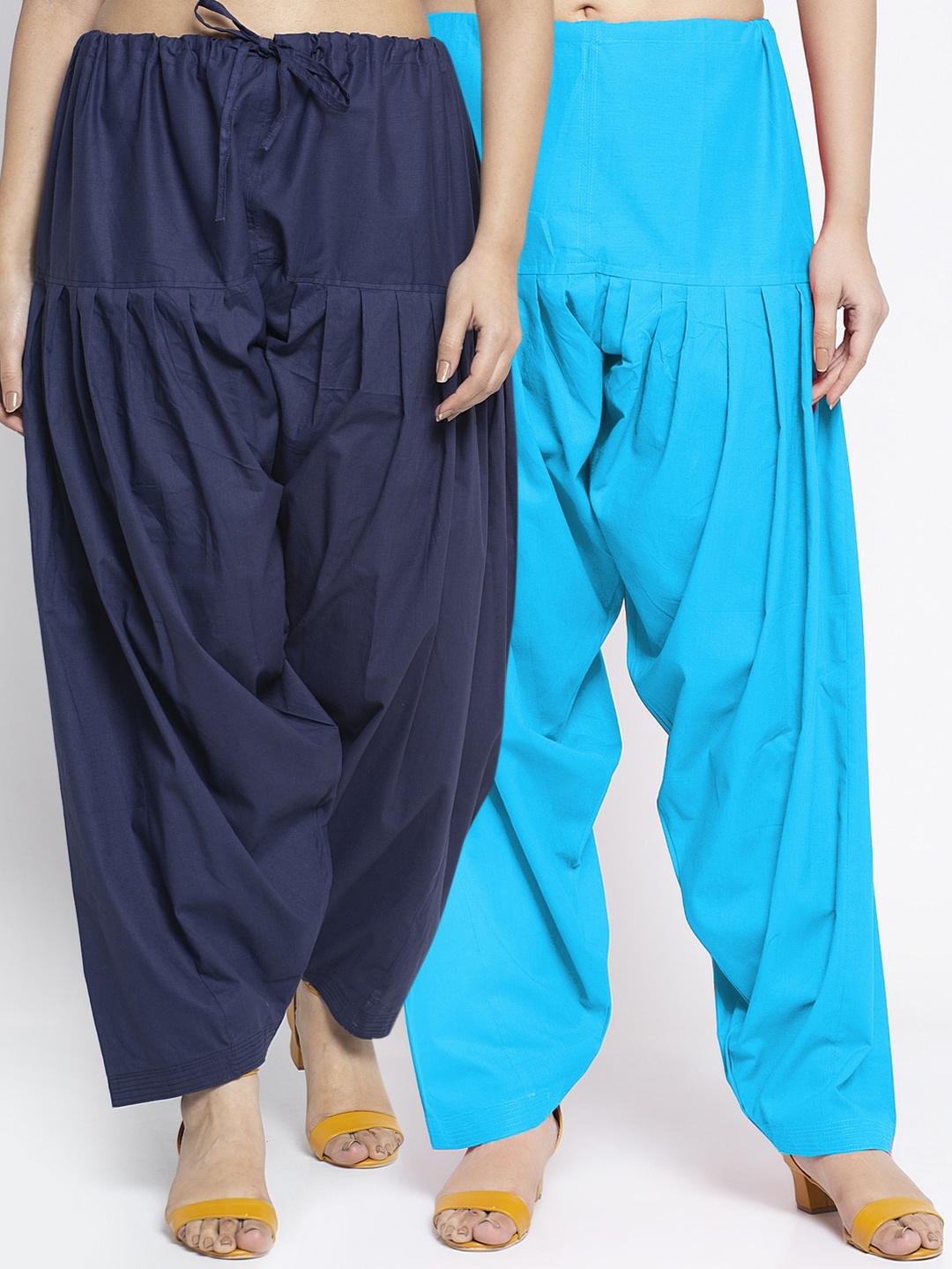 

GRACIT Women Pack Of 2 Solid Pure Cotton Loose Fit Salwar, Navy blue