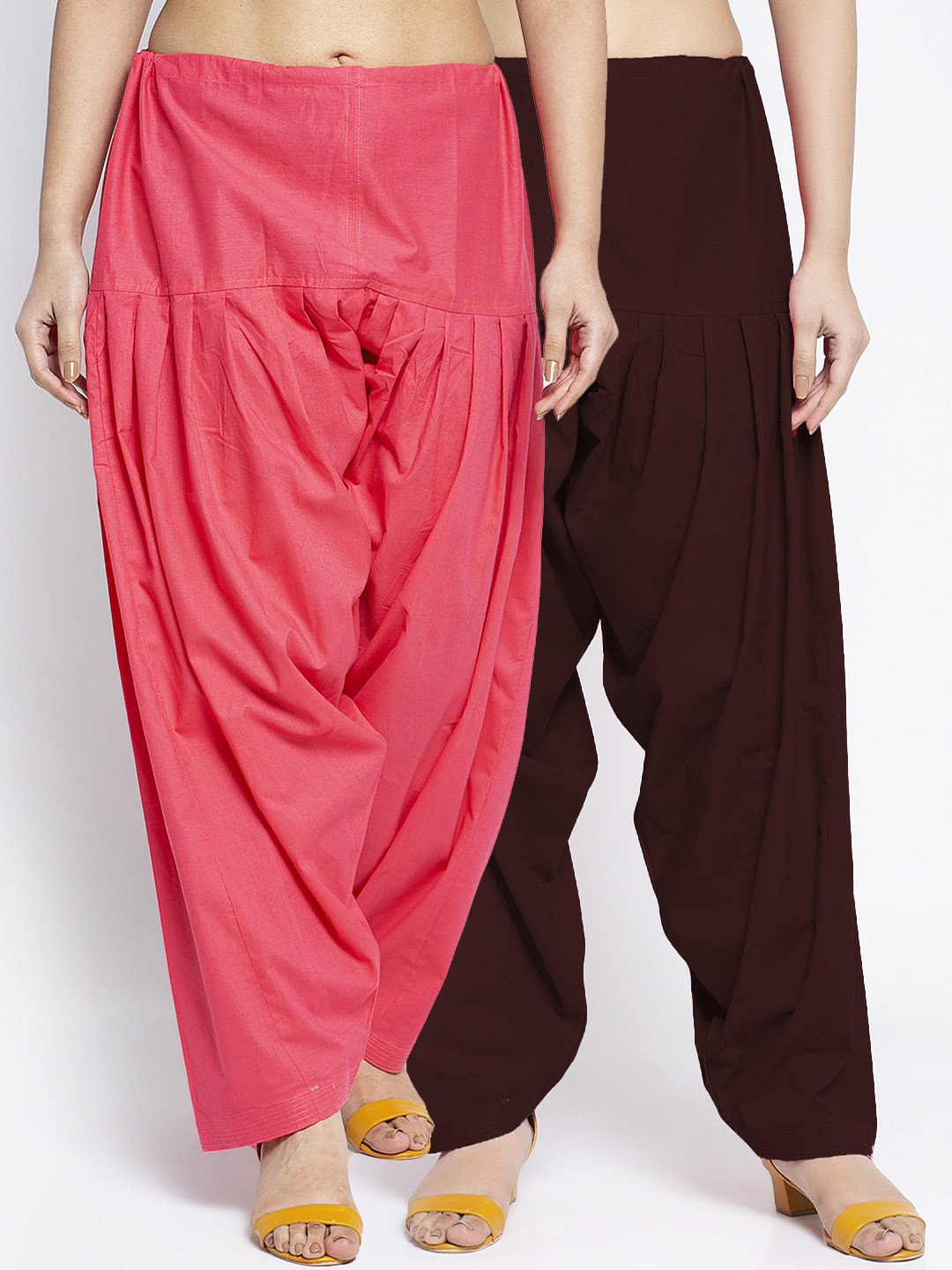 

GRACIT Women Pack of 2 Solid Cotton Loose Fit Salwar, Pink