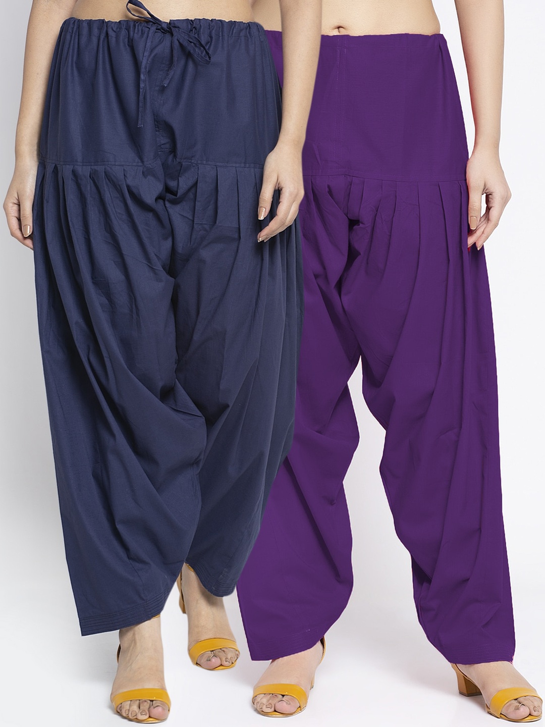 

GRACIT Women Pack Of 2 Solid Pure Cotton Loose Fit Salwar, Purple