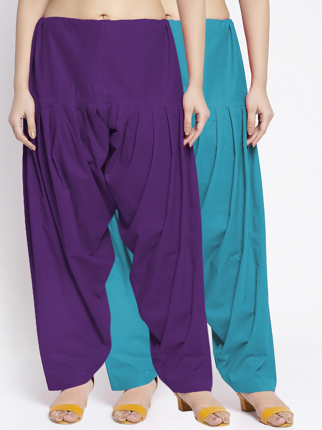 

GRACIT Women Pack of 2 Purple & Blue Solid Cotton Salwars
