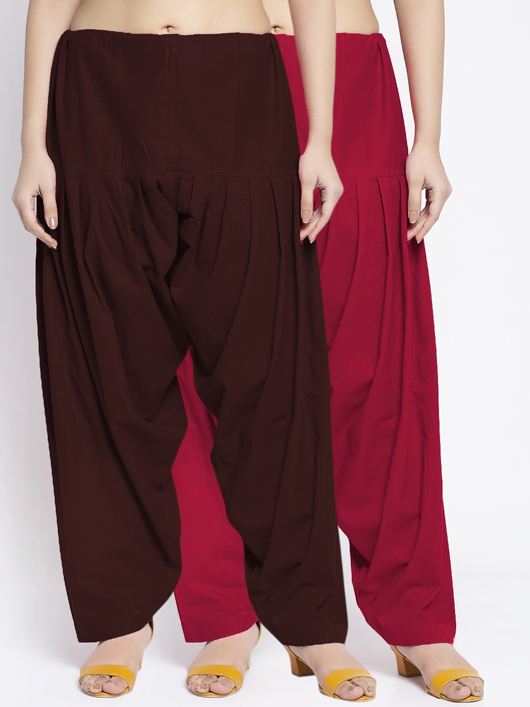 

GRACIT Women Pack Of 2 Solid Pure Cotton Loose Fit Salwar, Maroon