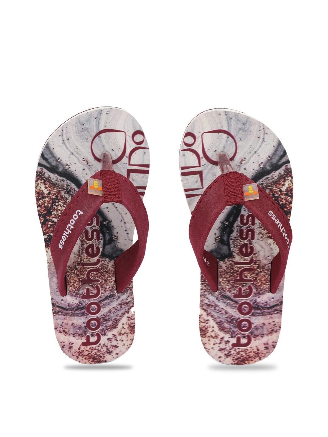 

toothless Girls Maroon & Grey Printed Thong Flip-Flops