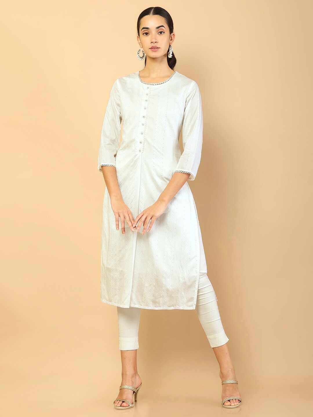 

Soch Women Off White Chanderi Silk Kurta