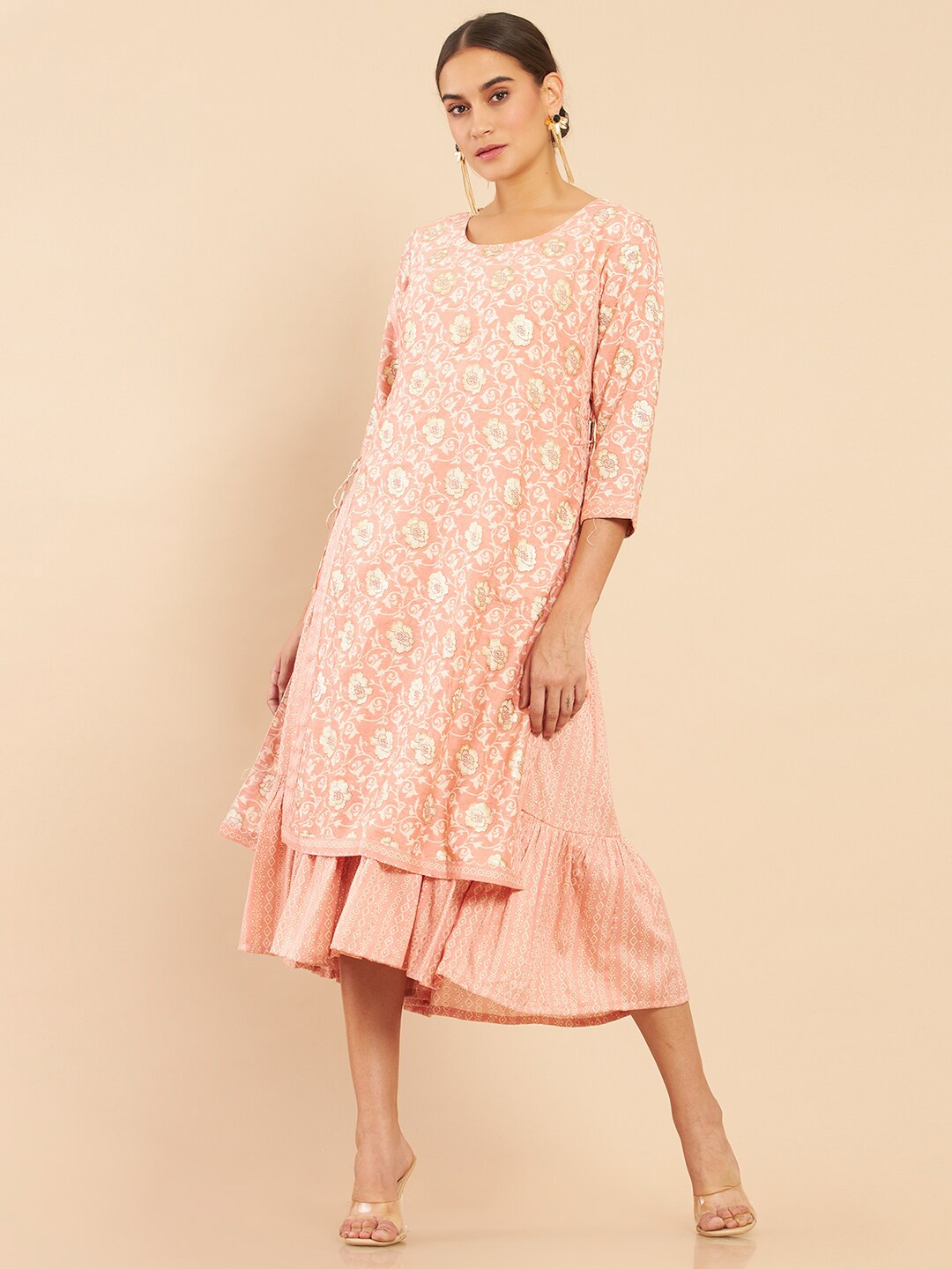 

Soch Women Pink Floral Printed A-Line Kurta