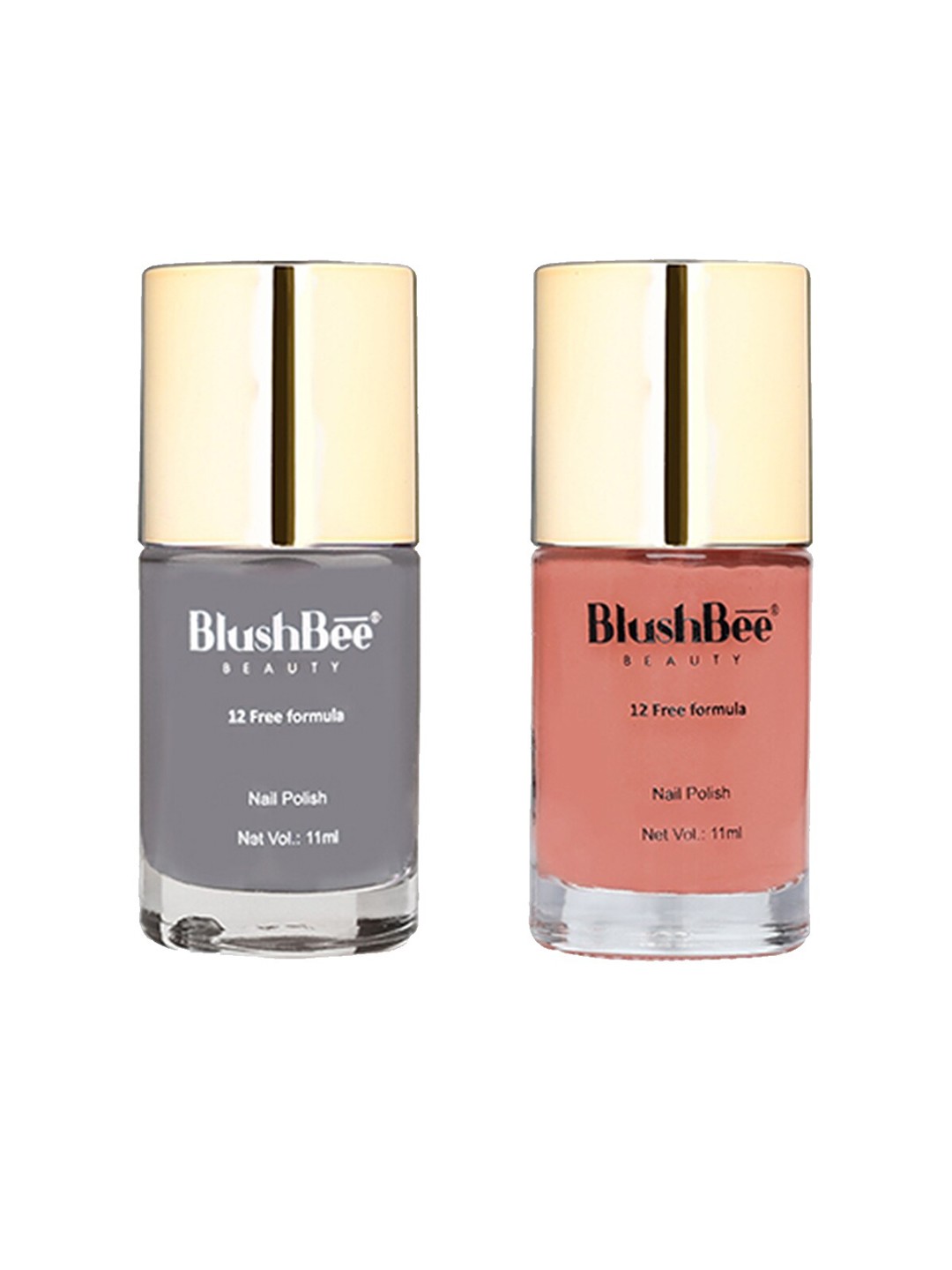 

BlushBee Beauty Set of 2 Organic Vegan 12 Free Formula Nail Polish - Tansa 003 & Dvina 007, Grey