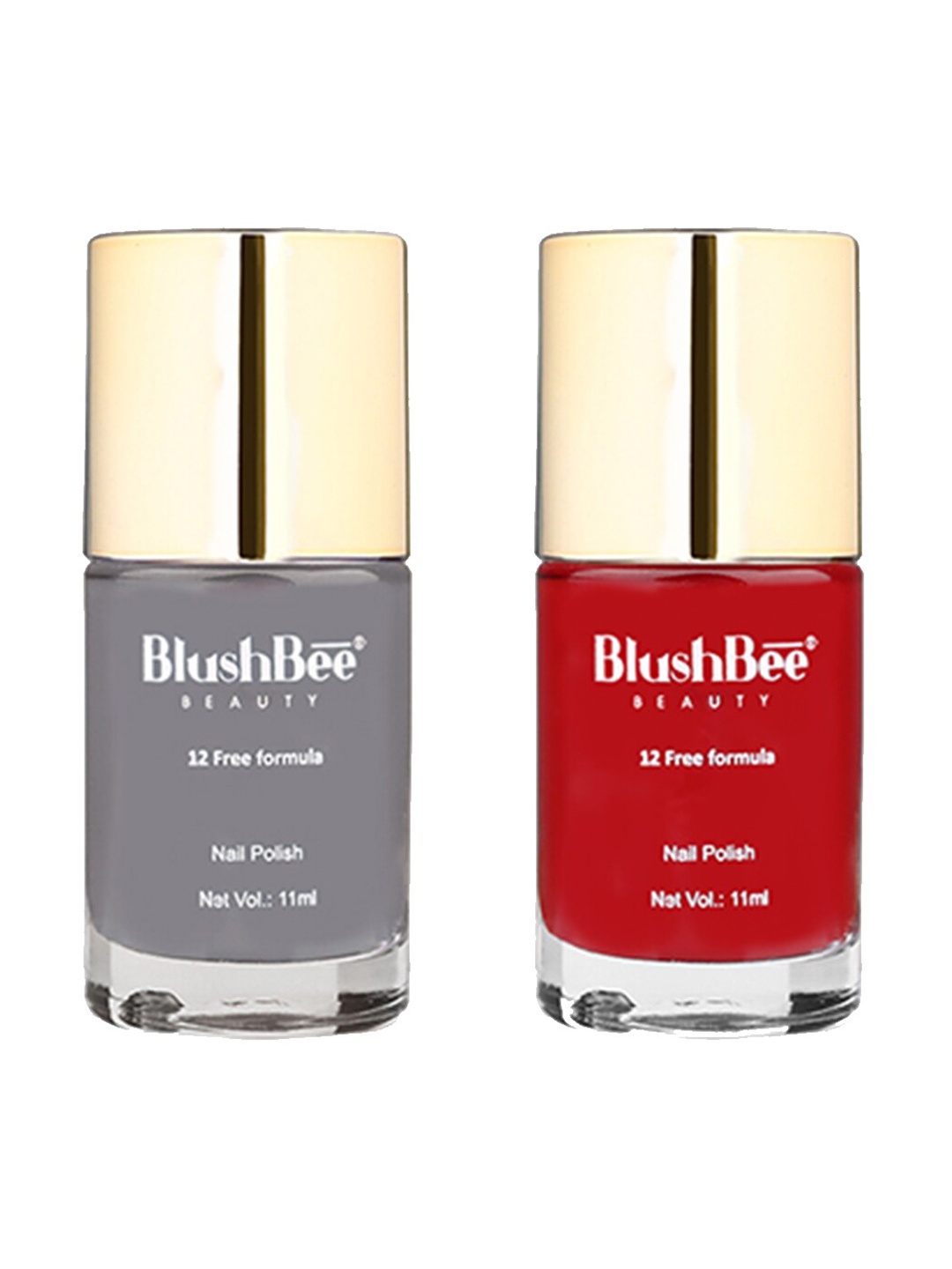 

BlushBee Beauty Set of 2 Organic Vegan 12 Free Formula Nail Polish - Zuari 003 & Penna 014, Grey