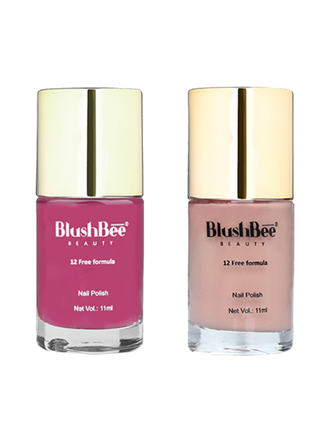 

BlushBee Beauty Set of 2 Organic Vegan 12 Free Formula Nail Polish - Luni 002 & Niva 005, Pink