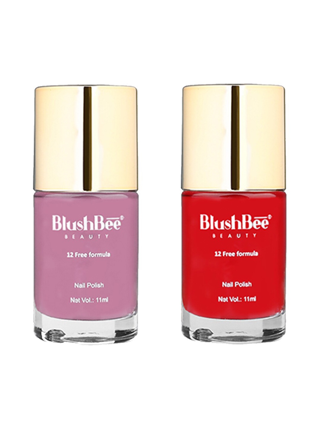 

BlushBee Beauty Set of 2 Organic Vegan 12 Free Formula Nail Polish - Tansa 001 & Taiya 013, Red
