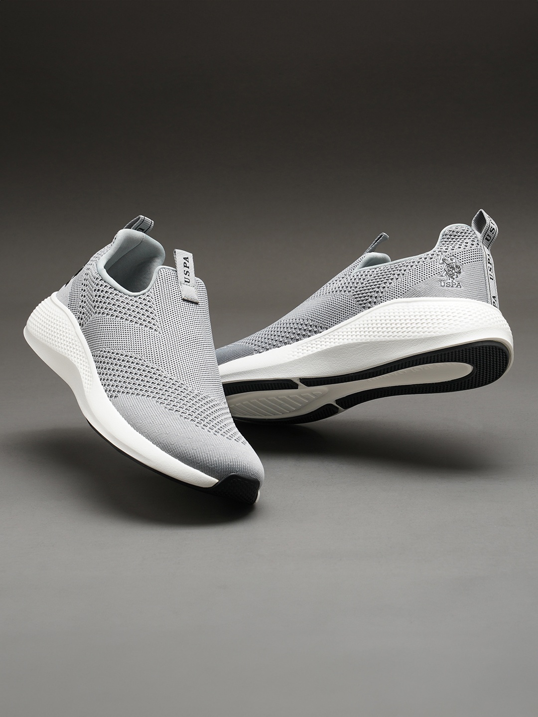 

U S Polo Assn Men Grey Textile Walking Shoes