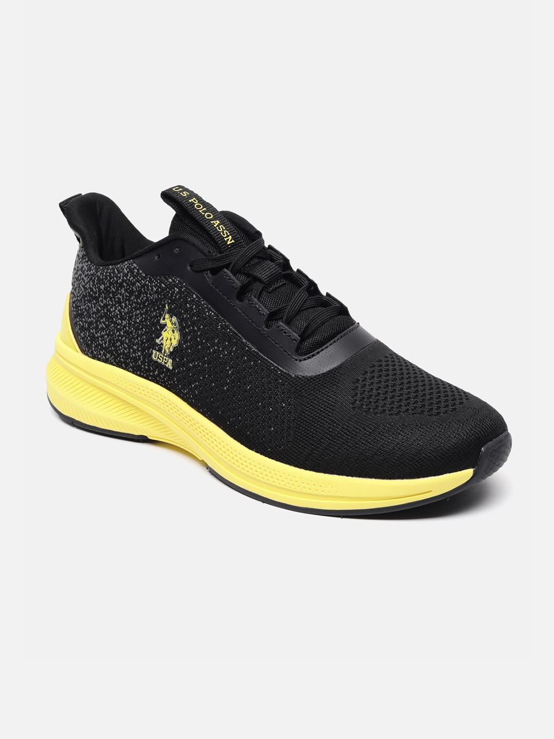 

U S Polo Assn Men Black Textile Walking Shoes