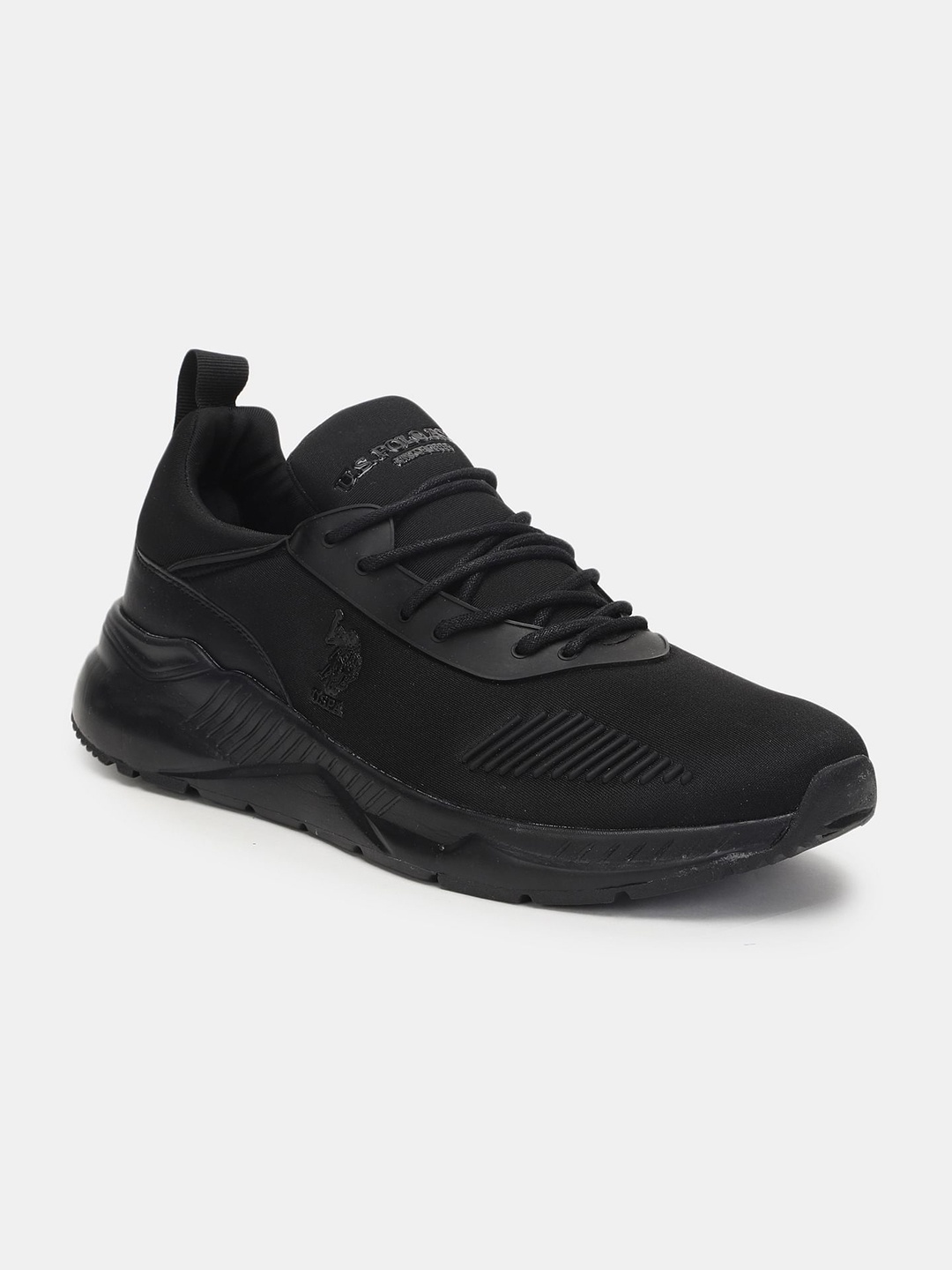 

U S Polo Assn Men Black Textile Running Shoes