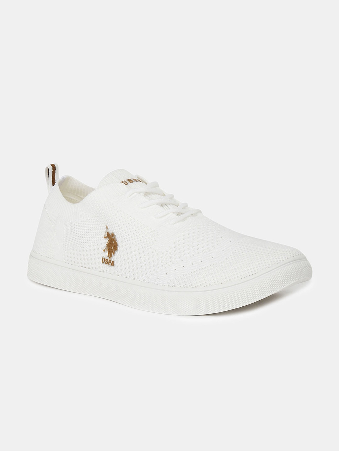 

U S Polo Assn Men Off White Woven Design Sneakers