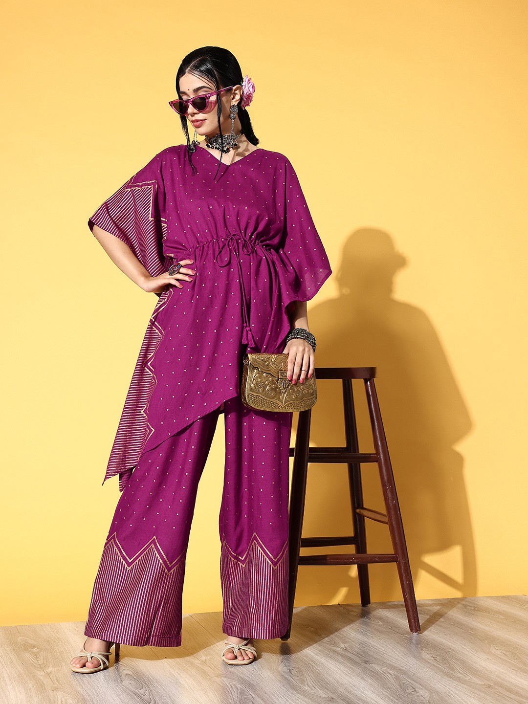 

Anouk Women Geometric Viscose Rayon Co-ord Set, Magenta
