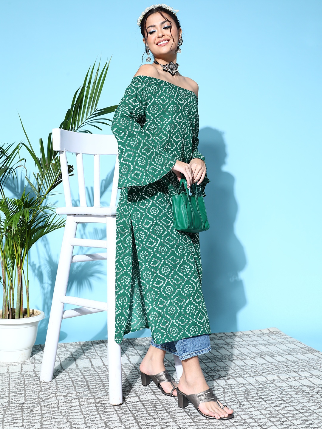 

Anouk Women Gorgeous Green Cotton Tie & Dye Kurta