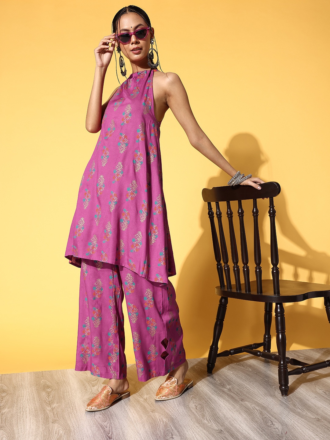 

Anouk Women Ethnic Motifs Viscose Rayon Co-Ord Kurta Set, Purple
