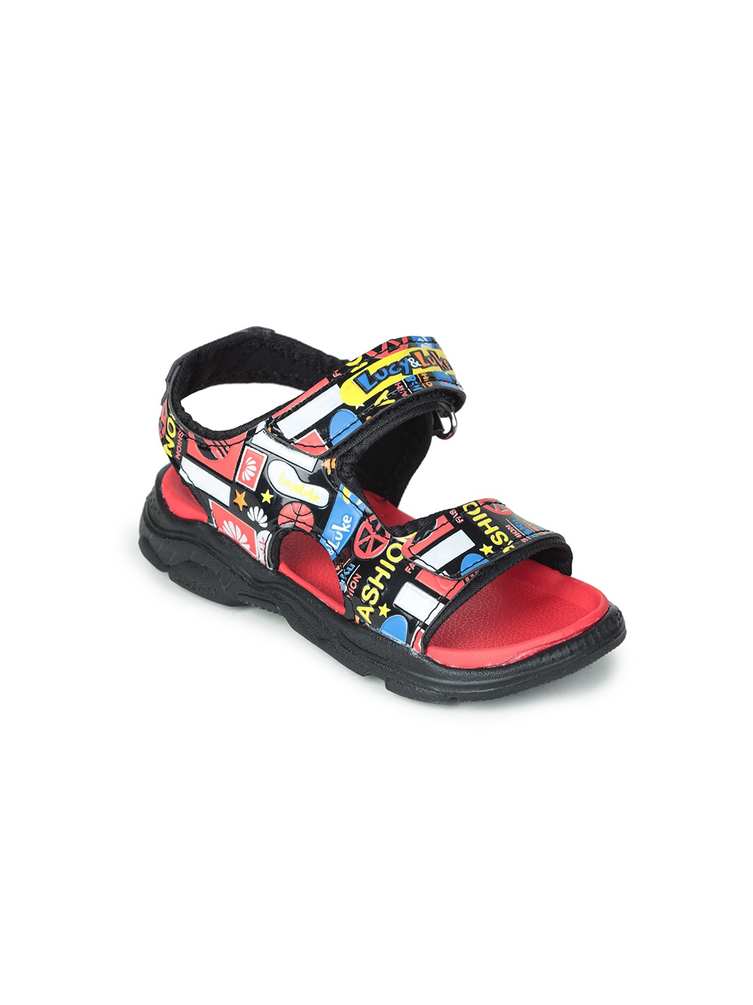

Liberty Kids Red & Black Printed Sports Sandals