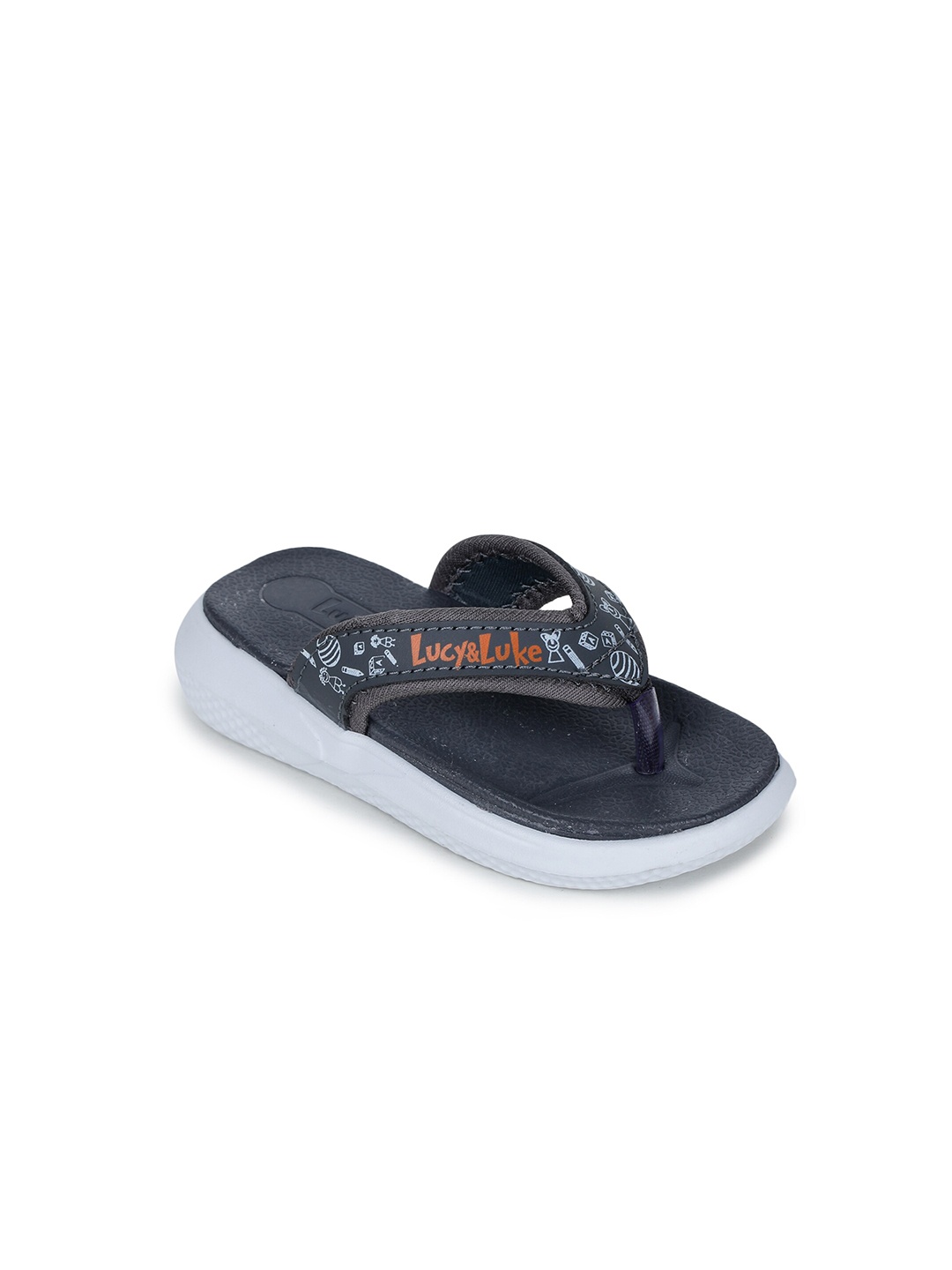 

Liberty Unisex Kids Grey & White Printed Thong Flip-Flops