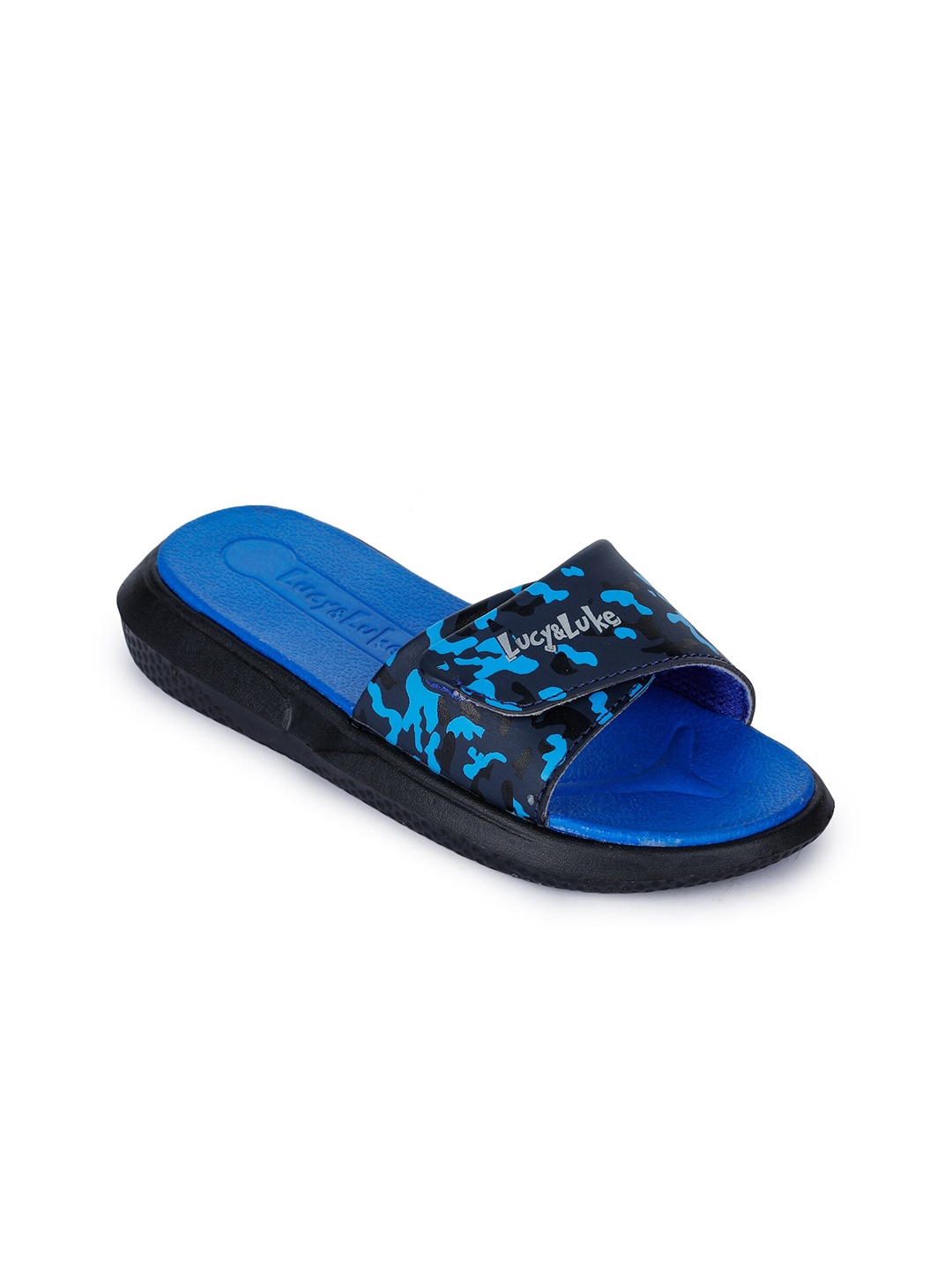 

Liberty Unisex Kids Blue & Black Printed Sliders