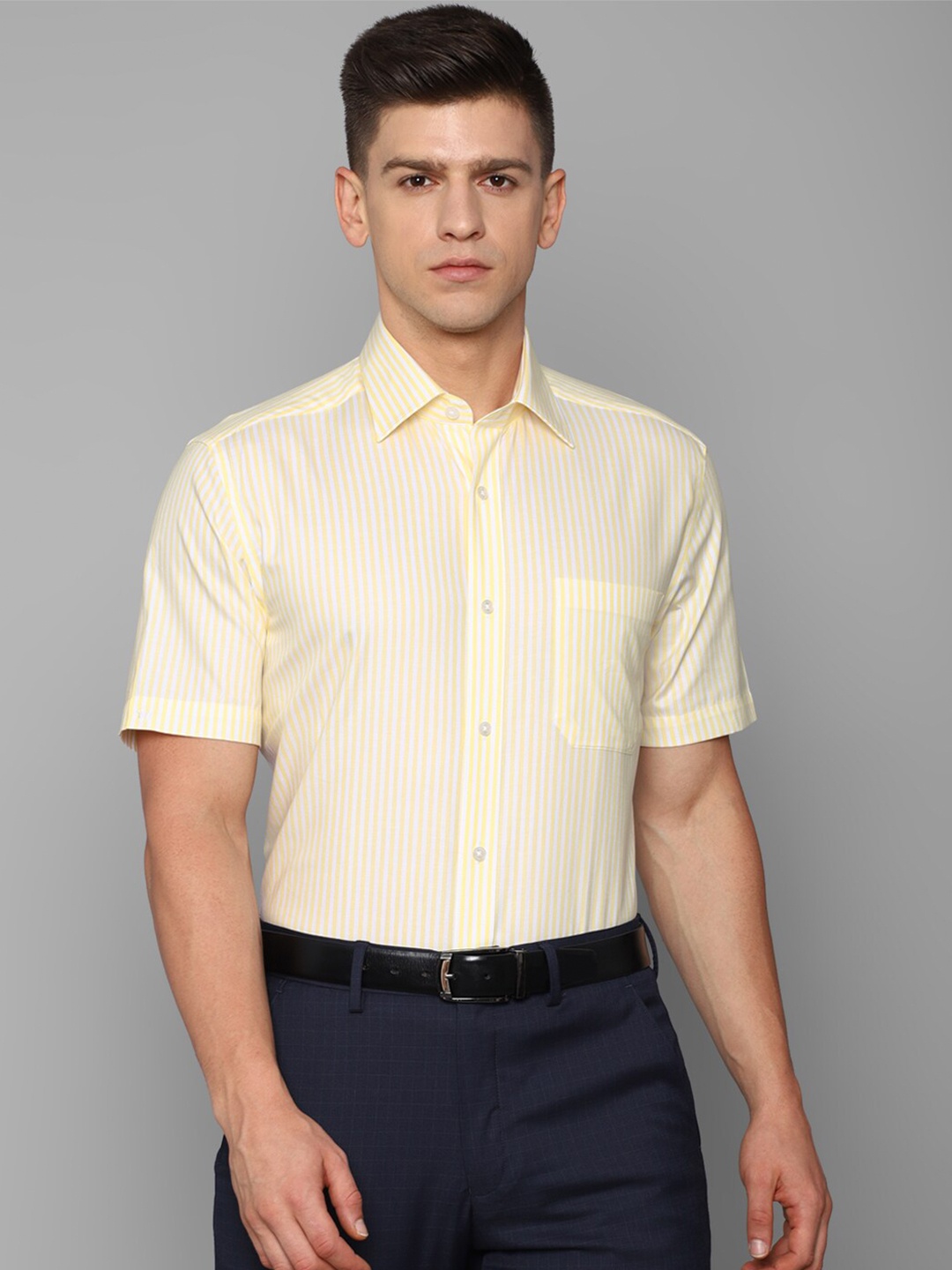 

Louis Philippe Men Yellow Striped Formal Shirt