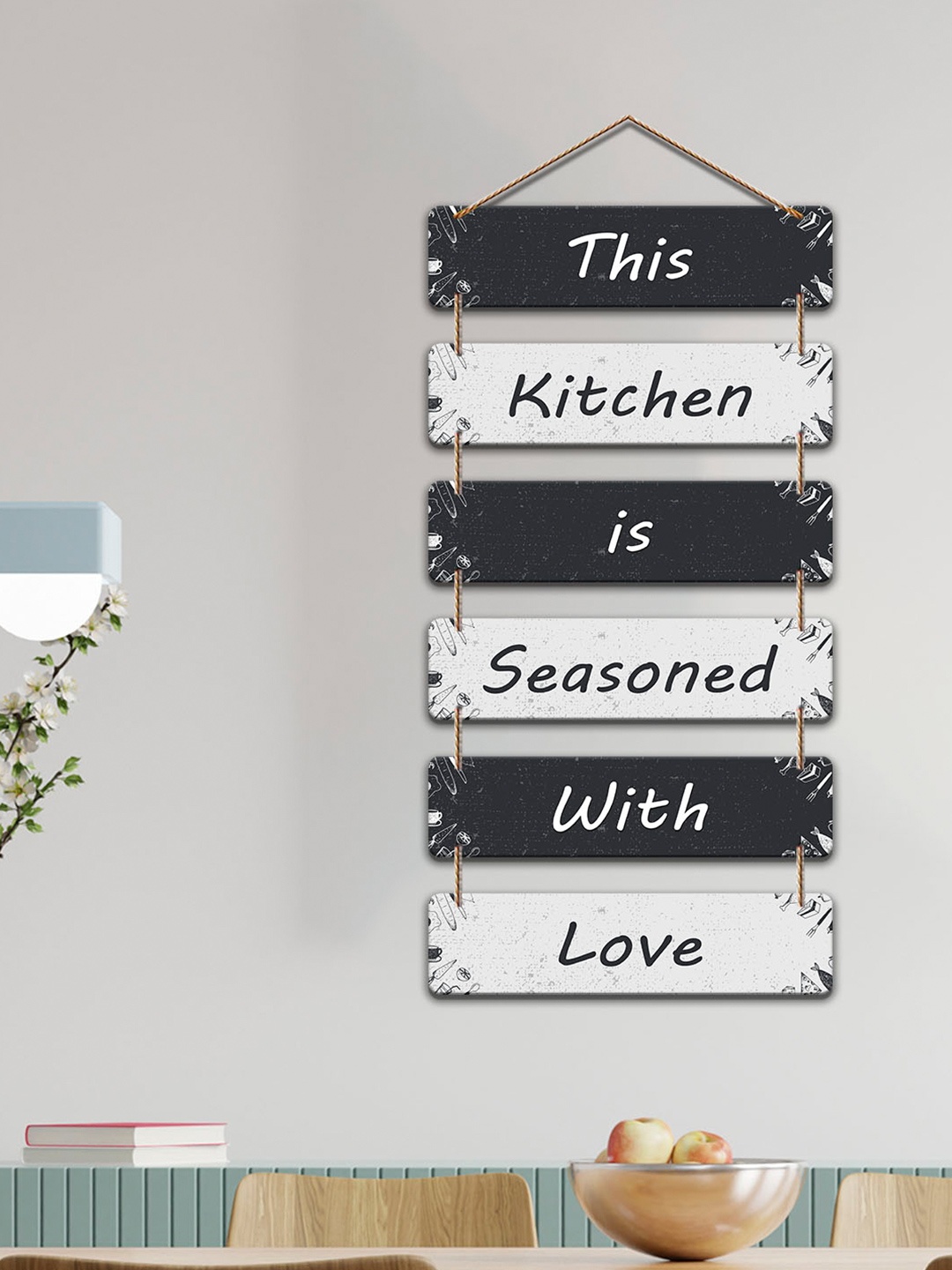 

ArtVibes Black & White Printed Wooden Wall Hanging