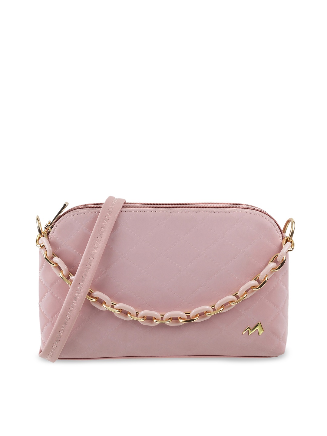 

Metro Pink Textured Structured Sling Bag with Quilted