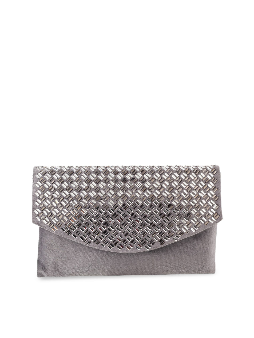 

Mochi Grey Embellished Envelope Clutch