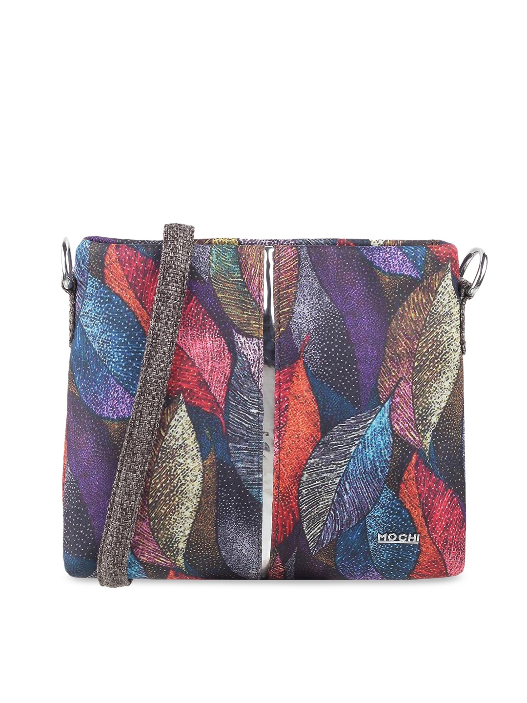 

Mochi Grey & Red Floral Printed Sling Bag
