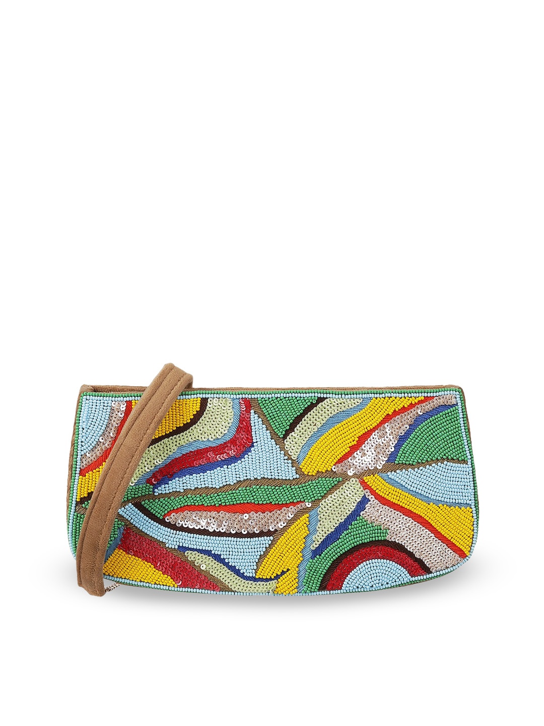 

Mochi Gold-Toned & Green Embellished Purse Clutch