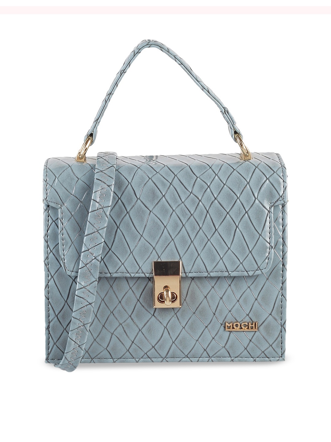 

Mochi Blue Textured Structured Satchel