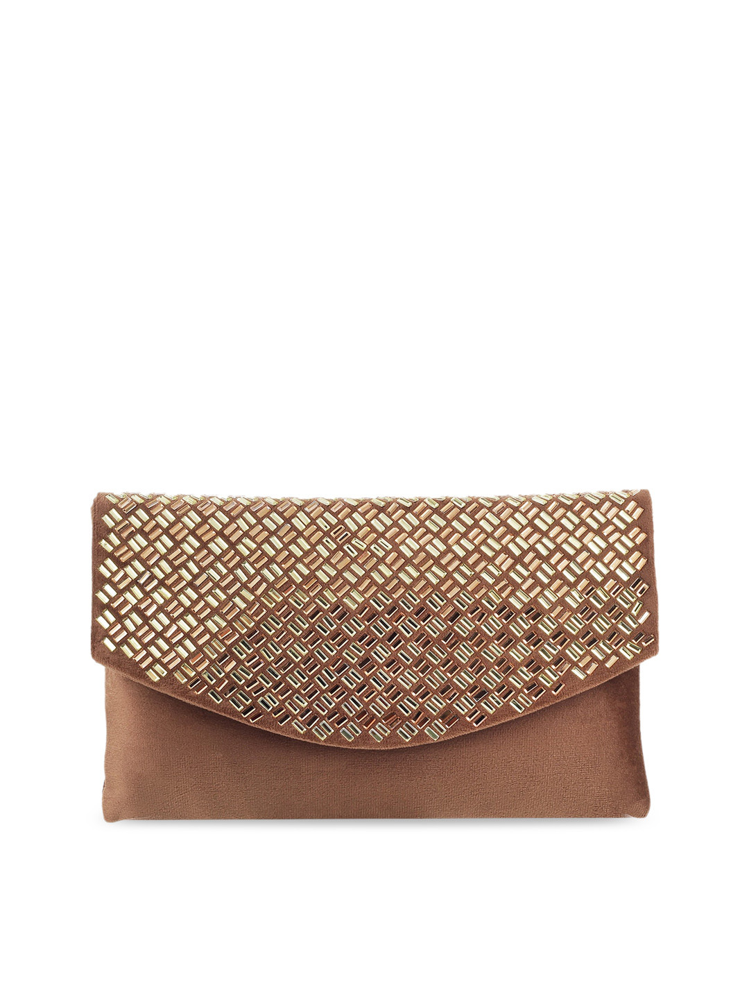 

Mochi Women Brown & Gold-Toned Embellished Purse Clutch