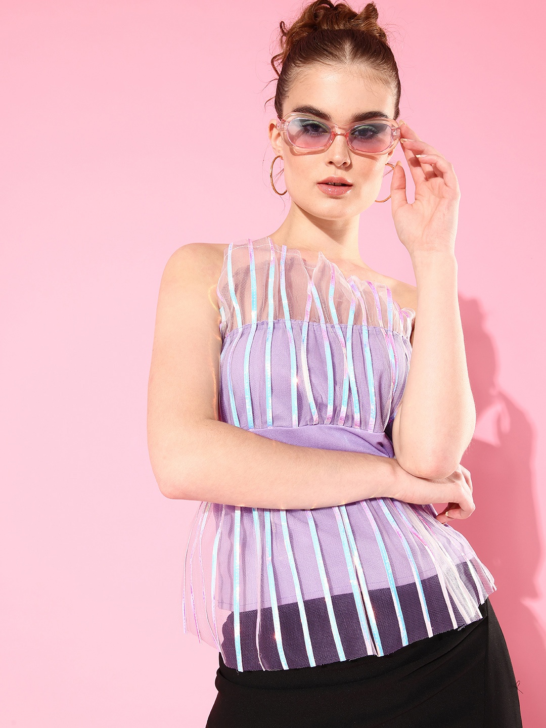 

Athena Lavender Striped Top