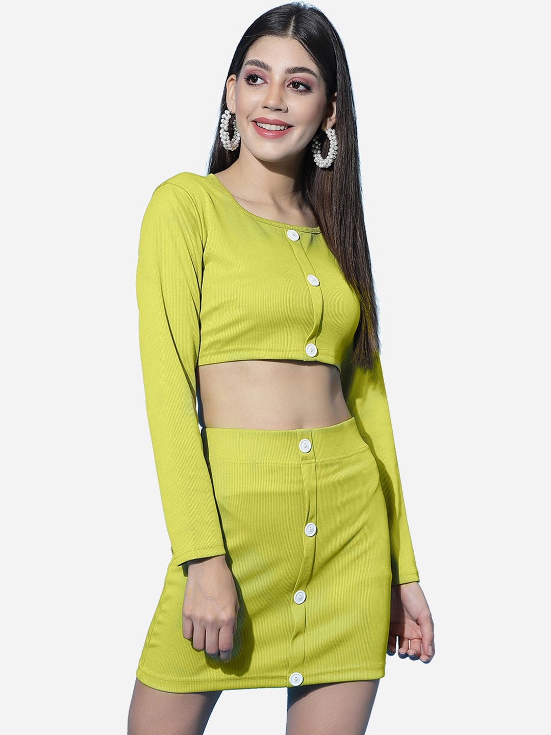 

Selvia Women Green Solid Western Co-Ords, Lime green