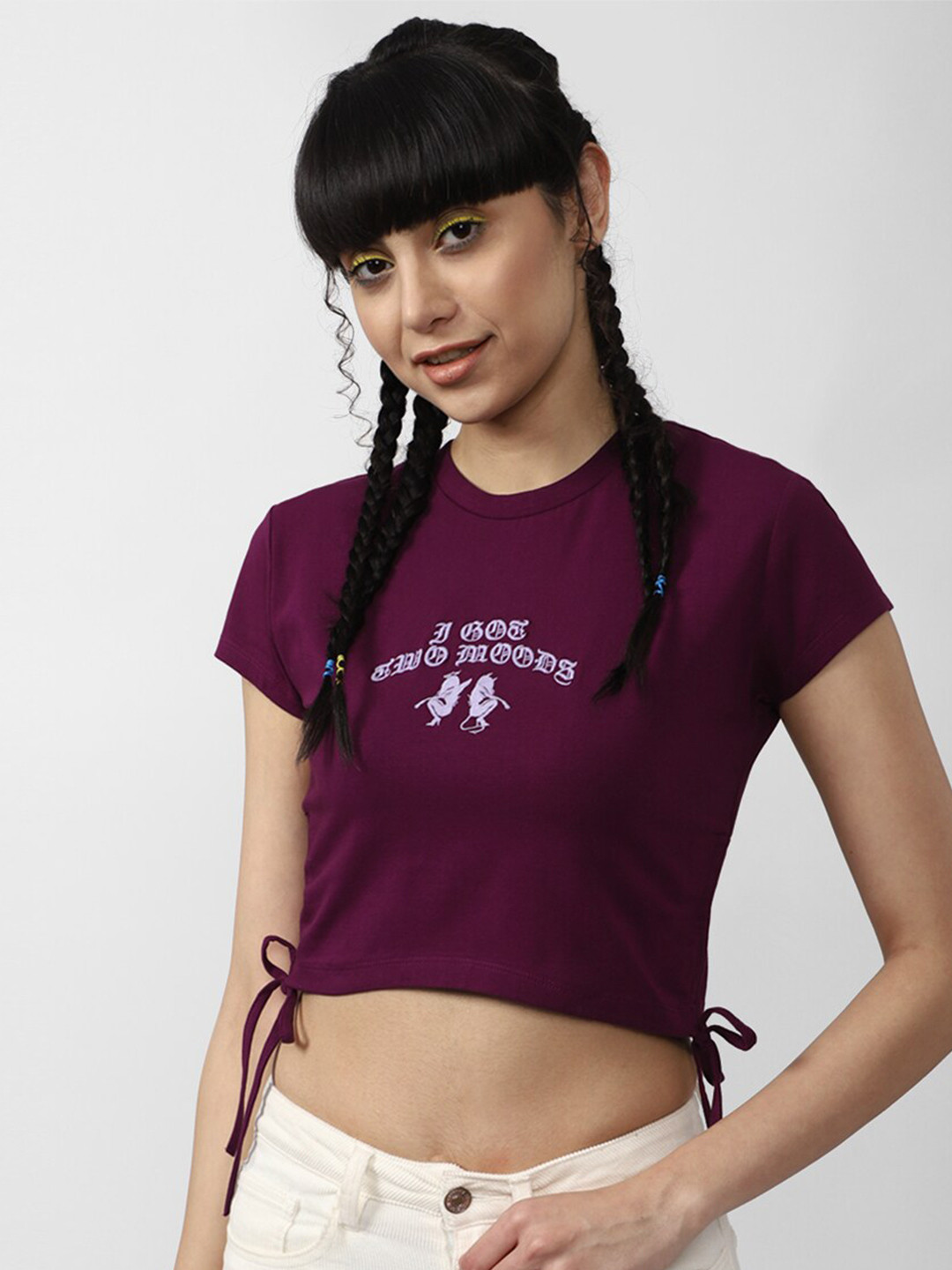 

FOREVER 21 Purple Print Crop Top